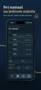 Ekran Svi namazi s farz namazima za danas, nafilom i ostalim vremenima
