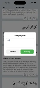 Dodavanje bilješke uz ajet