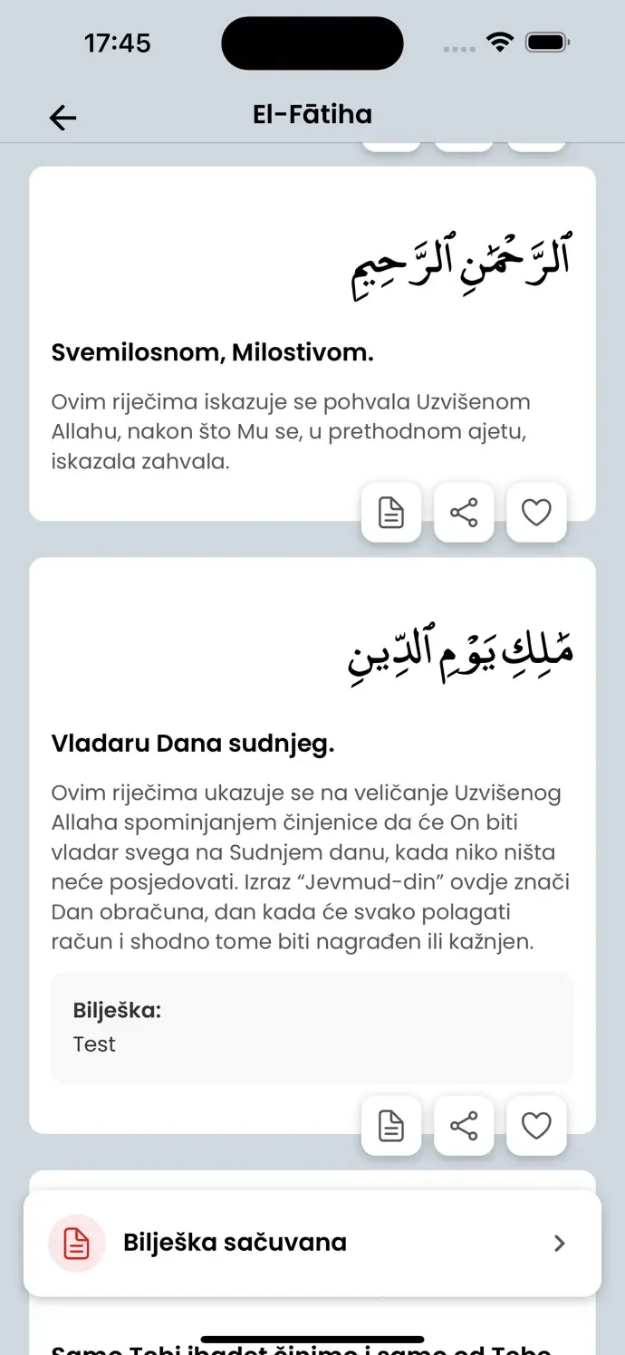 Sačuvani omiljeni ajeti