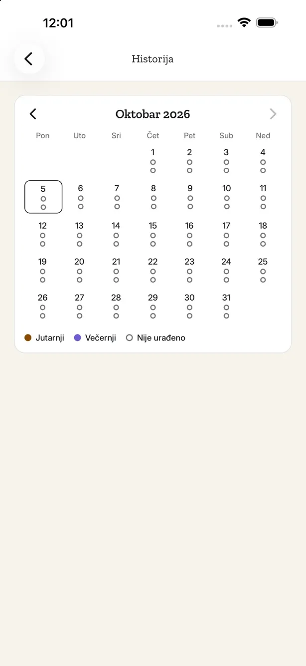 Historija: mjesečni kalendar urađenih jutarnjih i večernjih zikrova