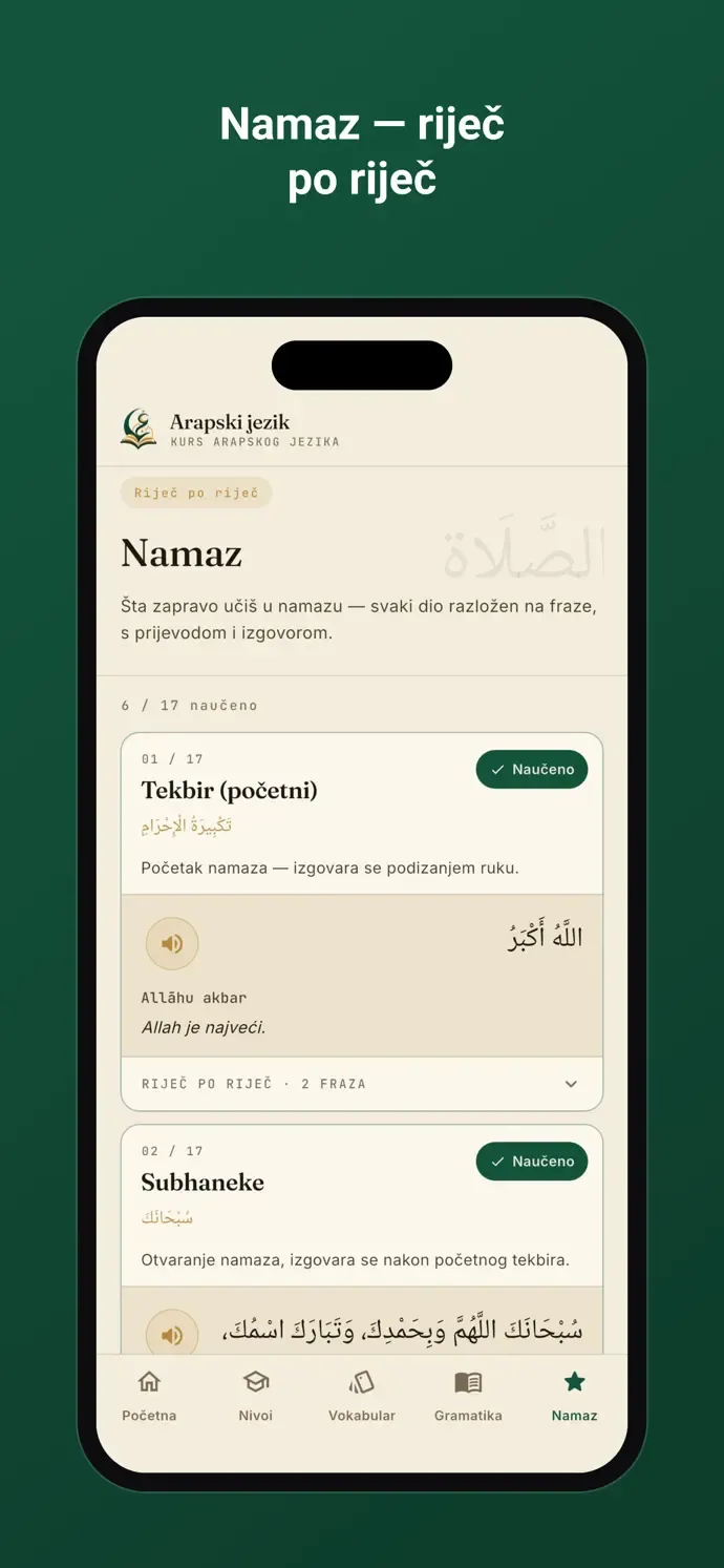 Fraze za namaz riječ po riječ